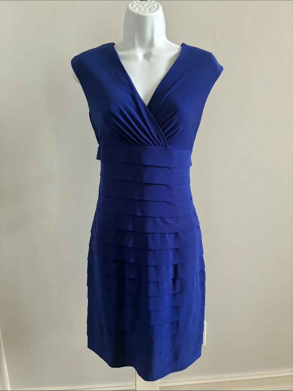 American Living Cobalt Blue V-Neck Tiered Dress